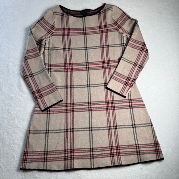 Tahari Dresses & Skirts - TAHARI Plaid Sweater Knit Shift Dress Beige Academia Old Money NWT Preppy Large
